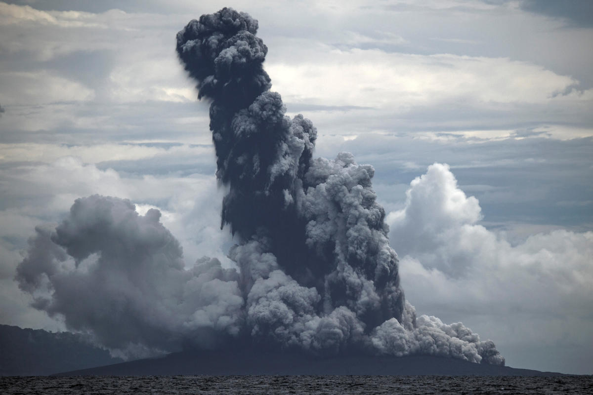 Indonesia's Anak Krakatau volcano shoots ash, lava