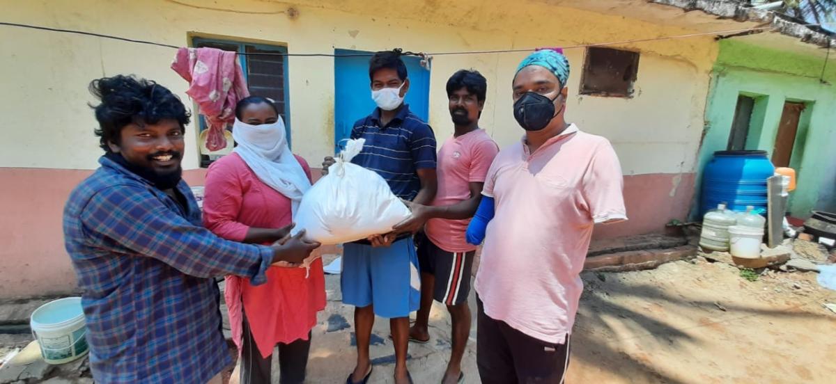 Shubhajit and Juli helping the needy