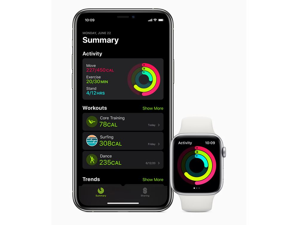 Activity feature on watchOS 7. Credit: Apple