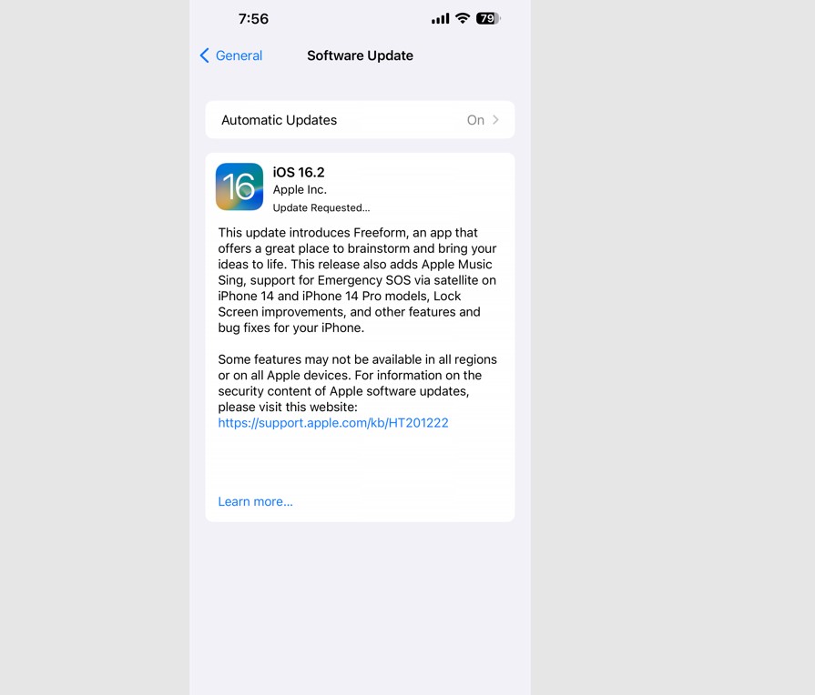 Apple iOS 16.2 update (screen-grab)