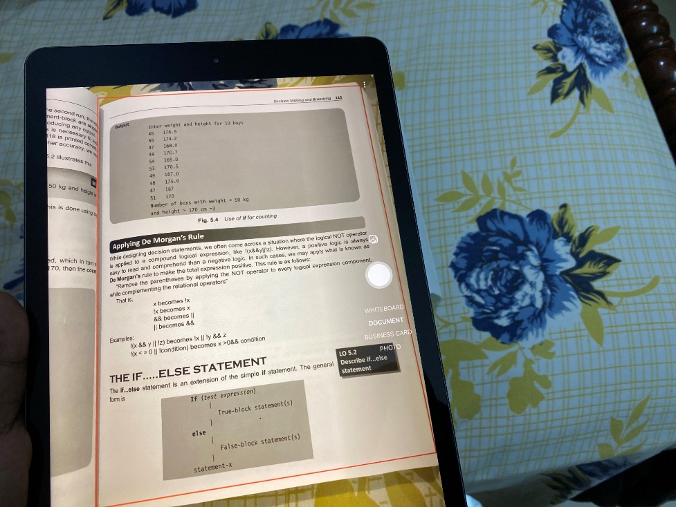 Microsoft Office Lens app on Apple iPad (8th Gen). Credit: DH Photo/KVN Rohit
