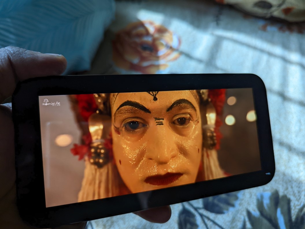 Kantara movie trailer on Apple iPhone 14 Pro Max. Credit: DH Photo/KVN Rohit