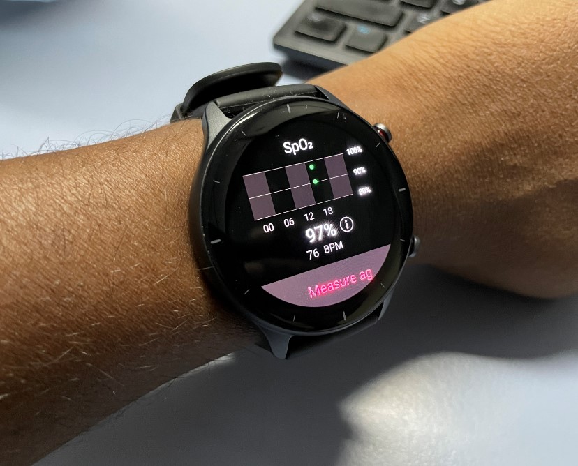 SpO2 reading on Amazfit GTR 2e. Credit: DH Photo/KVN Rohit