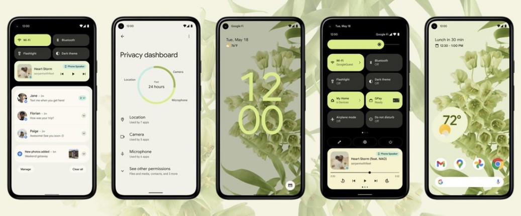 Android 12 features. Credit: Google