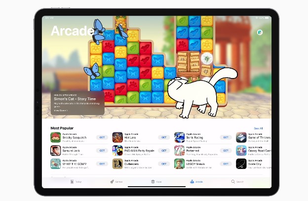 Simon’s Cat: Story Time is playable across iPhone, iPad, Mac, and Apple TV. Credit: Apple
