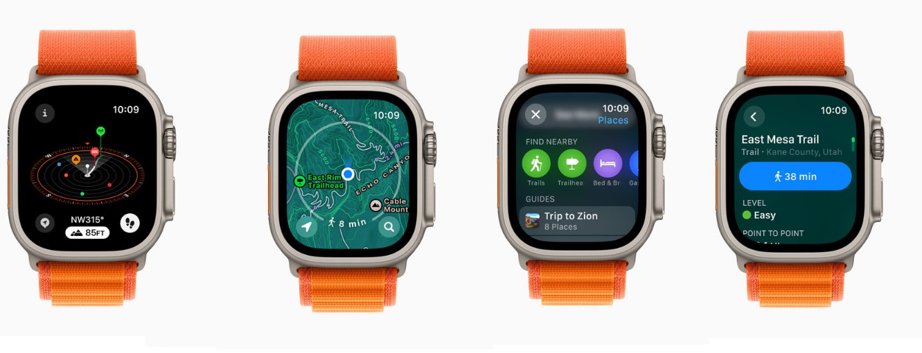Apple Hiking app and Maps get new features with watchOS 10 update. Credit: Apple