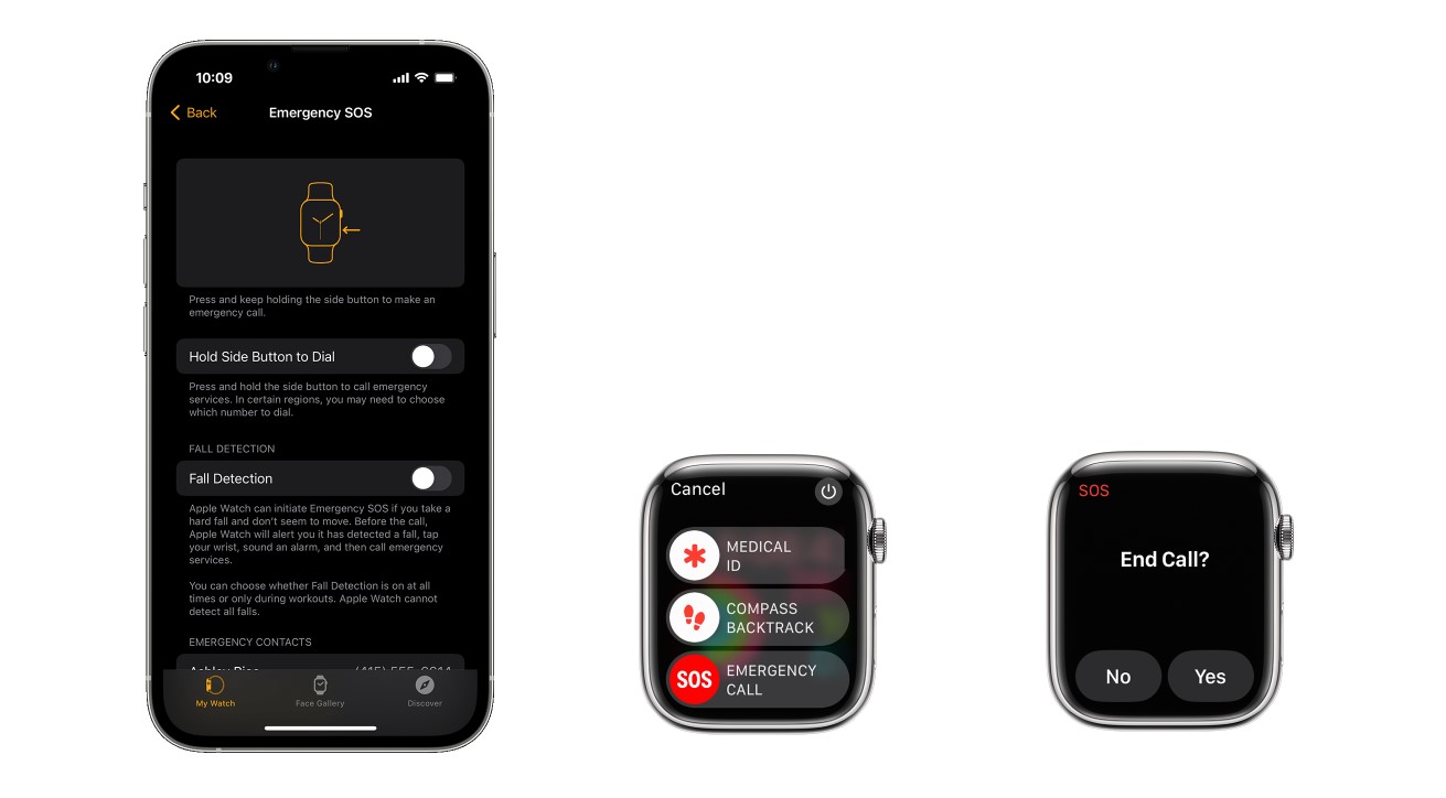 Apple SOS Emergency and Fall Detection features. Credit: Apple