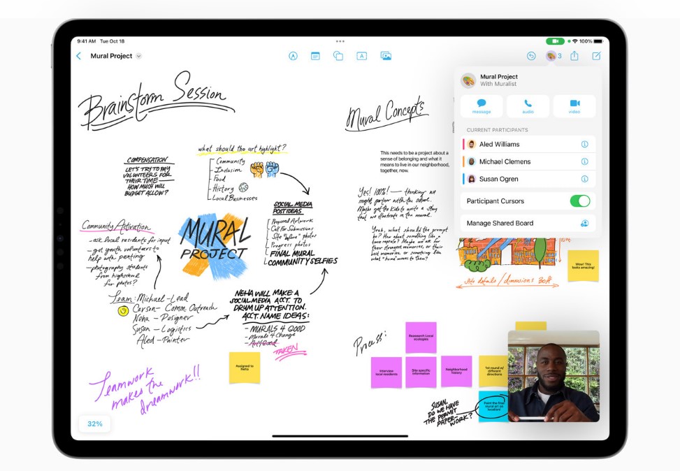 Apple Freeform app on iPad. Credit: Apple