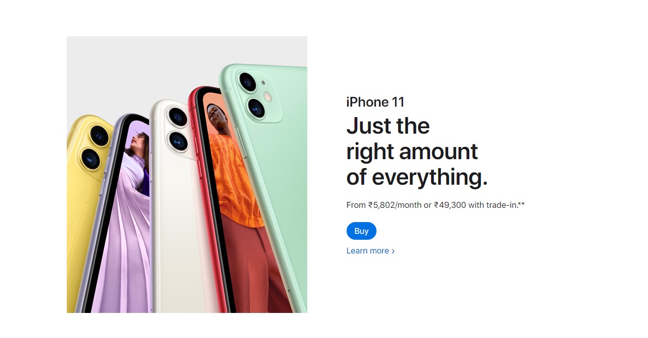 Apple iPhone 11 on Apple Store online website (screen-grab)