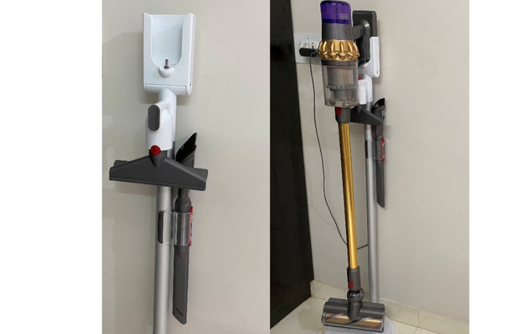 Dyson V11 Absolute Pro Gold series on the docking stand with four accessories. Credit: DH Photo/KVN Rohit