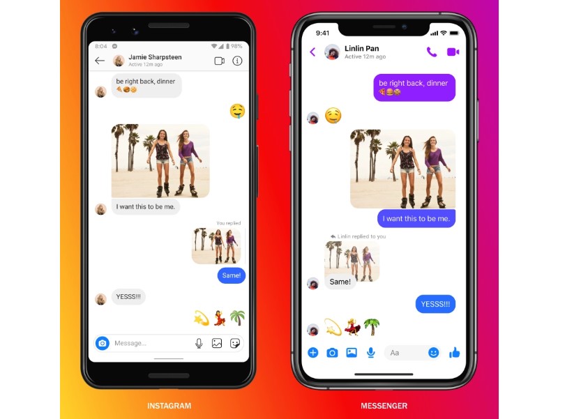 Instagram and Messenger users can do direct messaging. Credit: Facebook