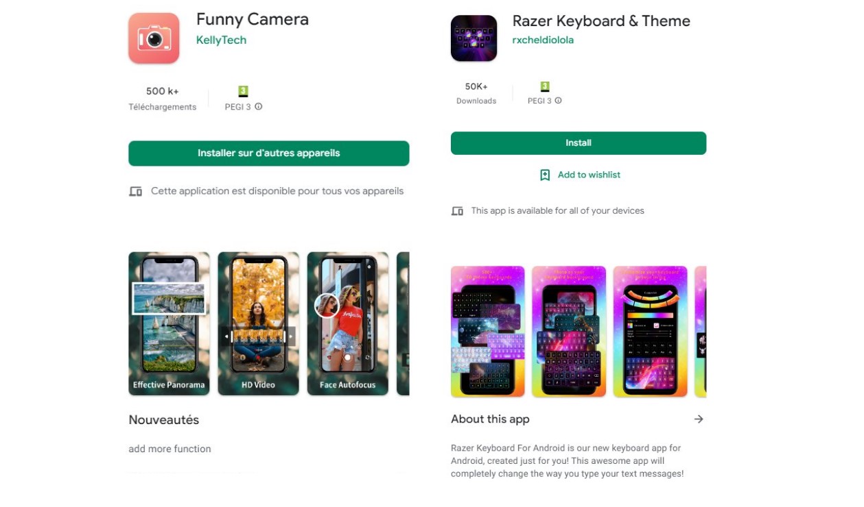Fake camera and photo editing apps detected on Google Play Store. Credit: Maxime Ingrao
