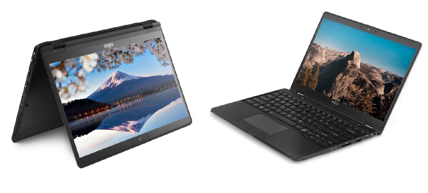 The new UH-X Convertible 2-in-1 and  the standard  UH-X series laptops. Credit: Fujitsu