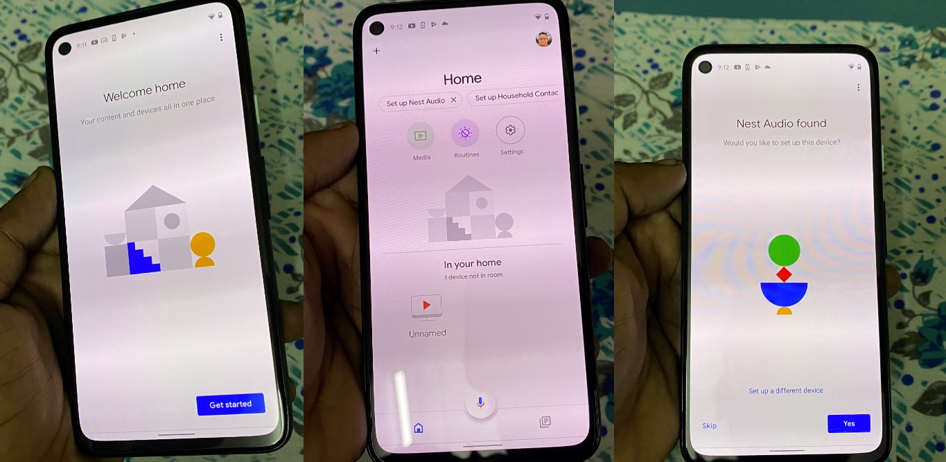 Setting up the Nest Audio via Google Home app Pixel 4a. Credit: DH Photo/KVN Rohit