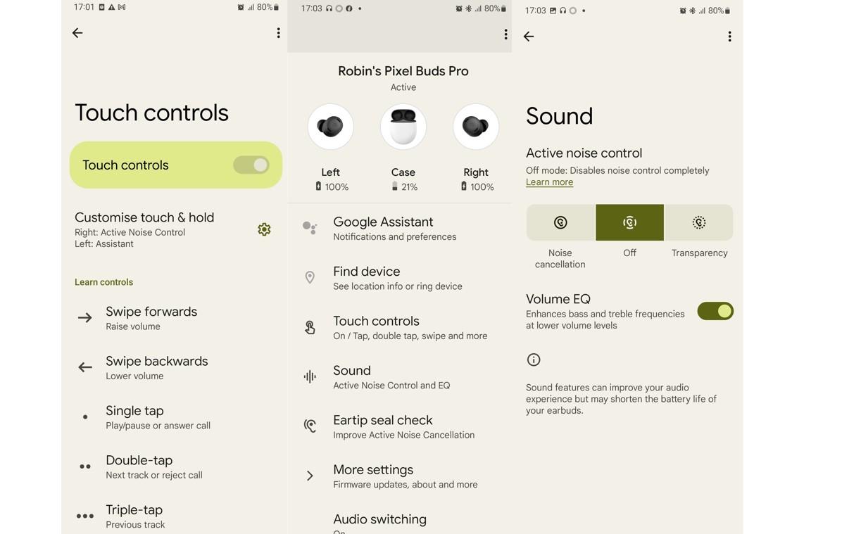 Pixel Buds app (screen-grab)