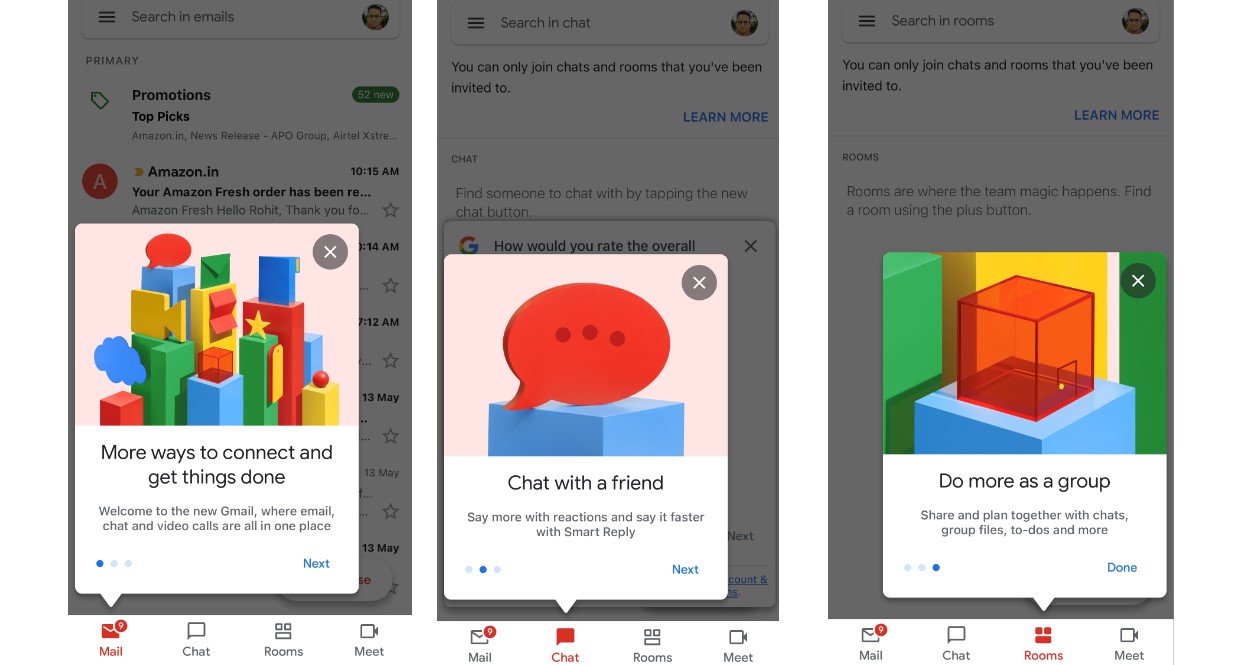 The new Google Chat feature on Gmail for iOS. Credit: DH Photo/KVN Rohit