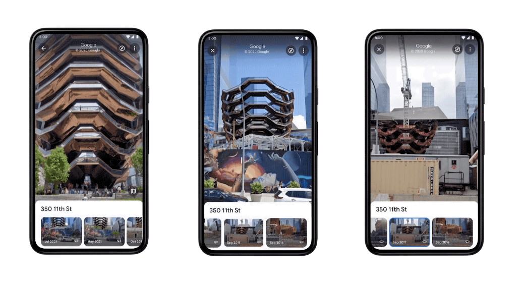 The new timeline feature of Street View. Credit: Google