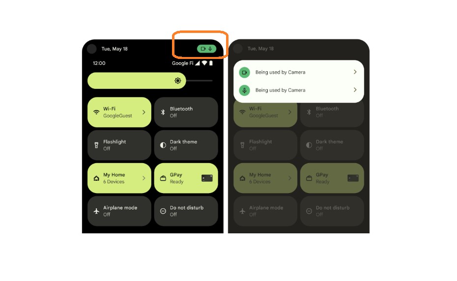 Google's privacy indicator feature on the home screen (just swipe down the screen from the top). Credit: Google
