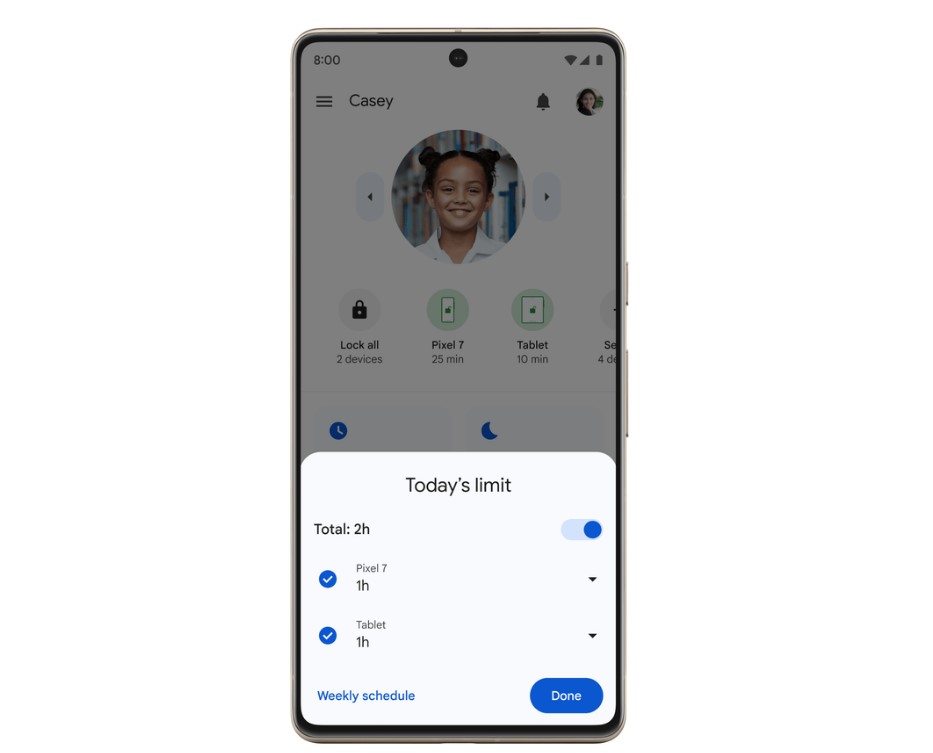 New Today's limit extension feature on the Family Link app. Credit: Google