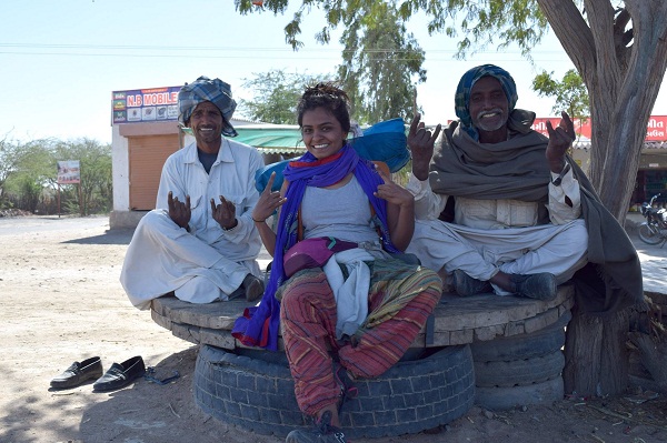 With locals in Gujarat.