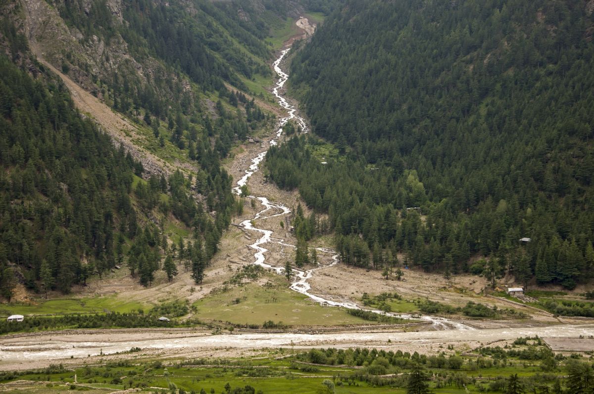 Sangla - A glacier-fed stream feeds into the Baspa river