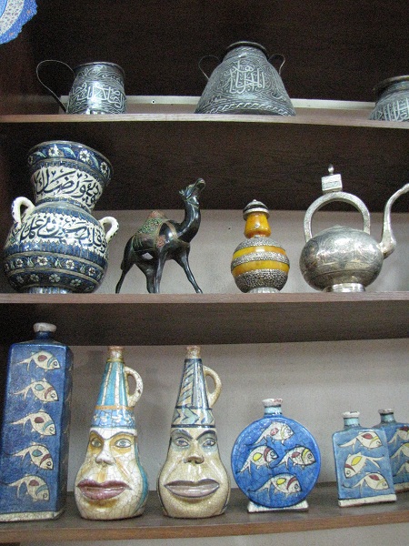 Handicrafts on sale at a souq.