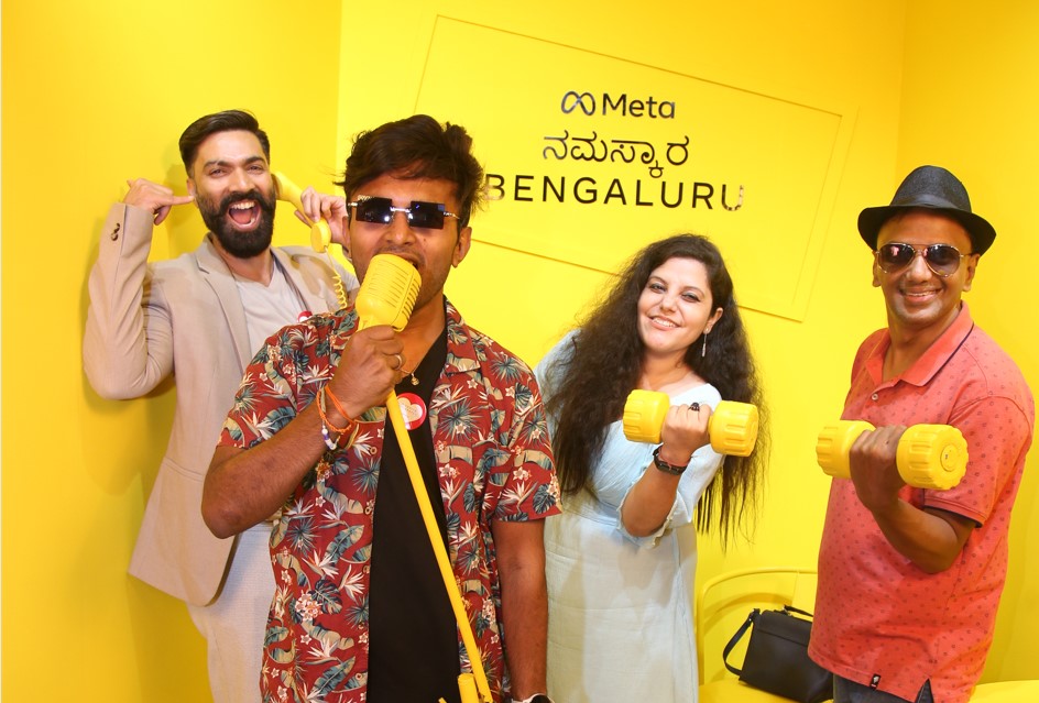 Popular social media influencers Nivedith Gajapathy and Hrish Thota at Bengaluru's Instagram creators meet. Credit: Special Arrangement