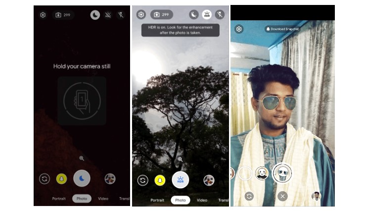 JioPhone Next's camera app features. Credit: Google