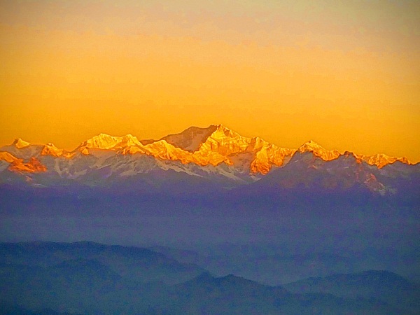 Kanchenjunga golden glow at sunrise