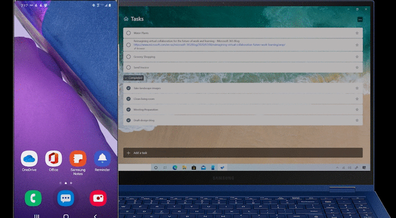 Microsoft apps come pre-installed with the Galaxy Note20 Ultra. Credit: Samsung