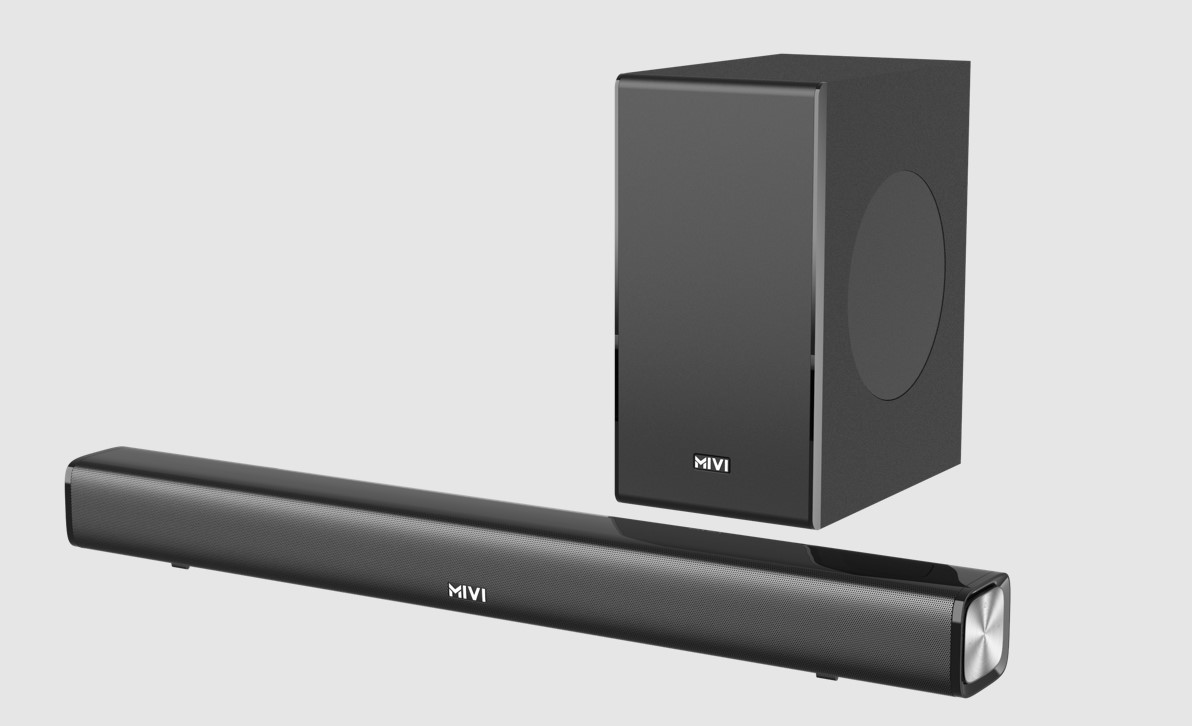 Mivi S200 Soundbar and subwoofer. Credit: Mivi