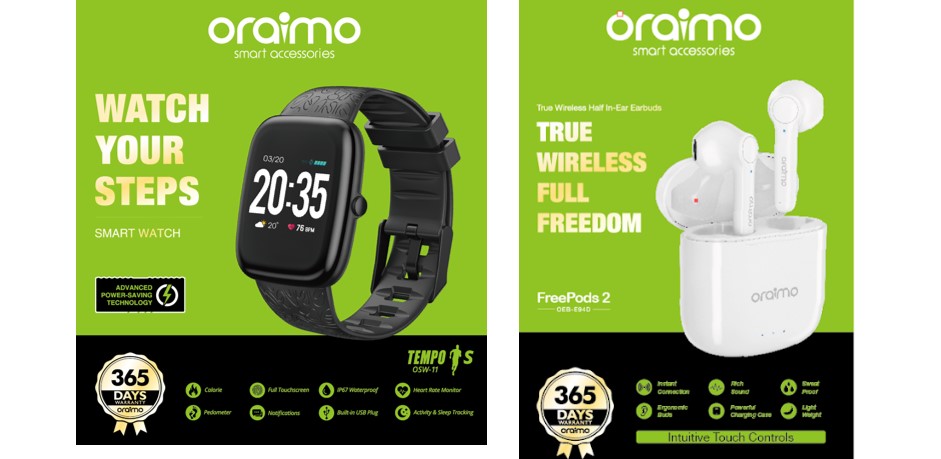Oraimo smart devices. Credit: Oraimo