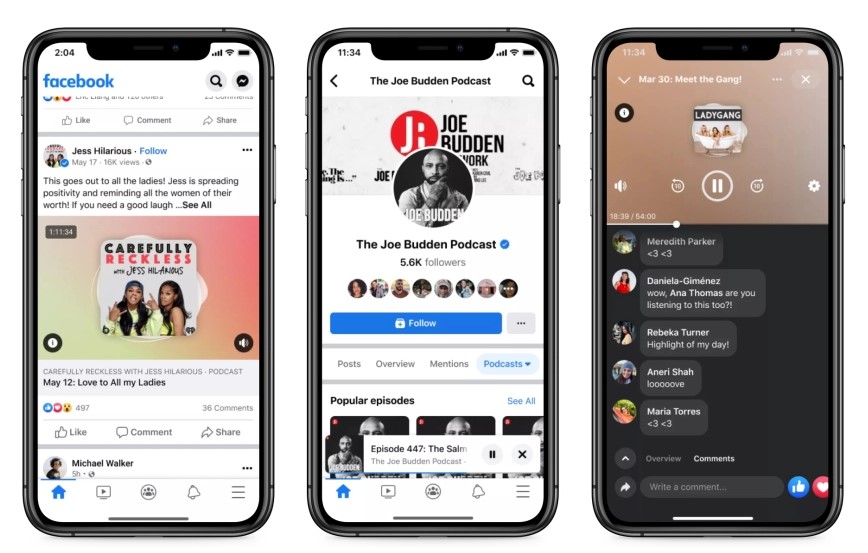 Podcasts will available on Facebook for users around the world soon. Picture credit: Facebook