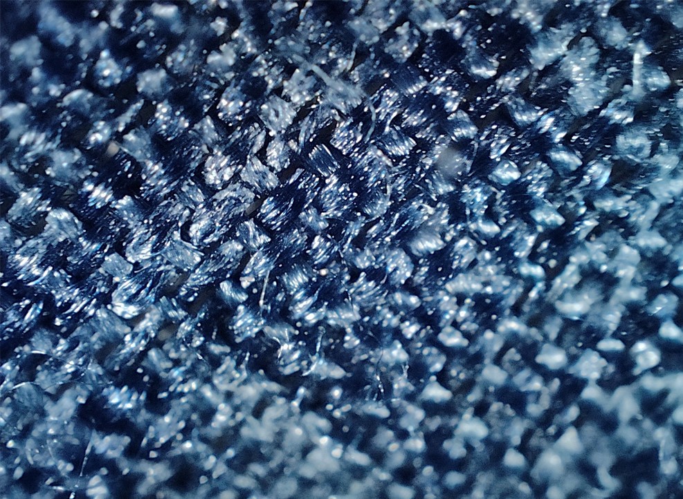 Realme GT 2 Pro's camera sample with Microscope 40X mode of the facemask's fabric. Credit: DH Photo/KVN Rohit