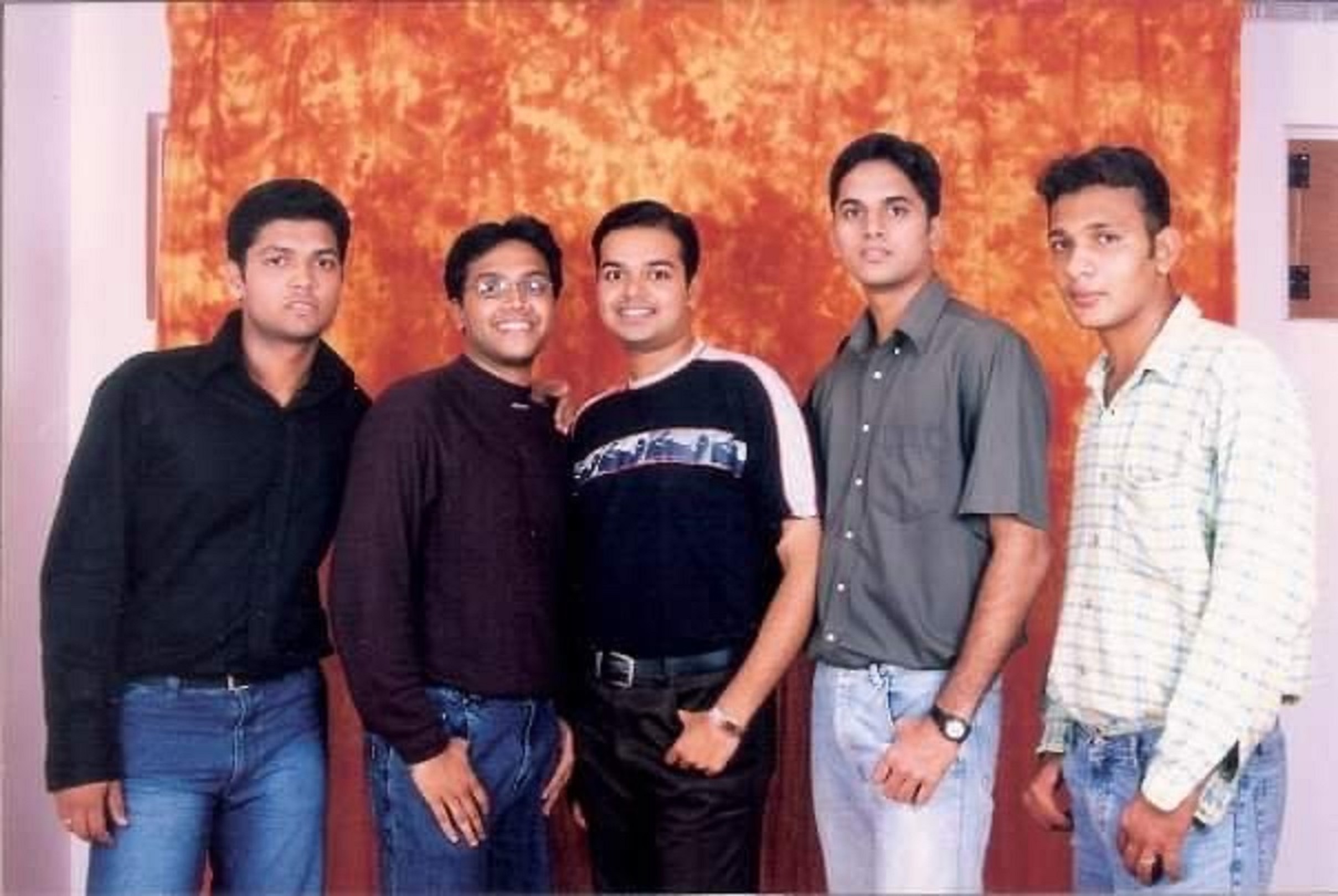 Rakshit with his friends Susheel, Divyant,Sandeep, and Shashir, during PU college days.