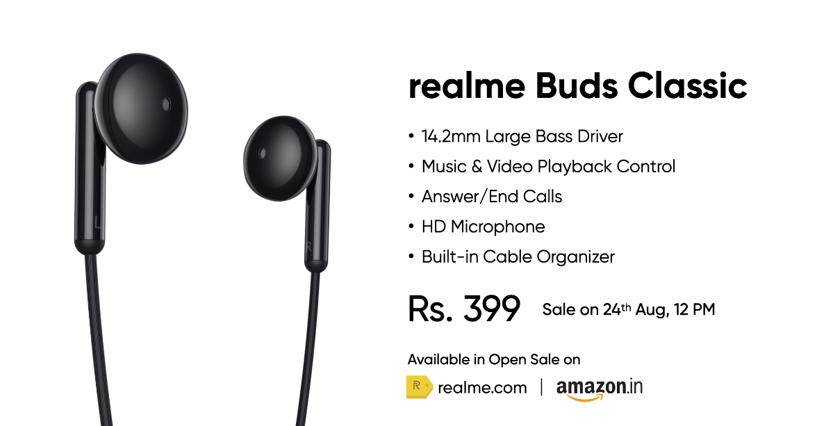 Realme Buds Classic launched in India. Credit: Realme Mobiles/Twitter