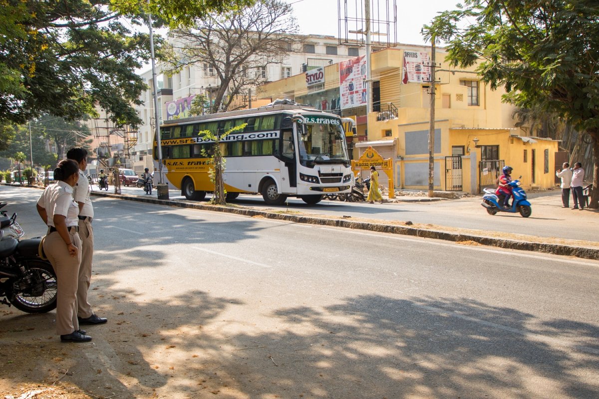 Traffic police are now monitoring buses as they turn intothe SRS depot near South End Circle.Pedestrians and senior citizens were amongthose affected by errant parking.