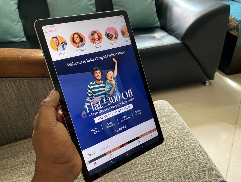 E-commerce Myntra app on Samsung Galaxy Tab S6 Lite. Credit: DH Photo/KVN Rohit