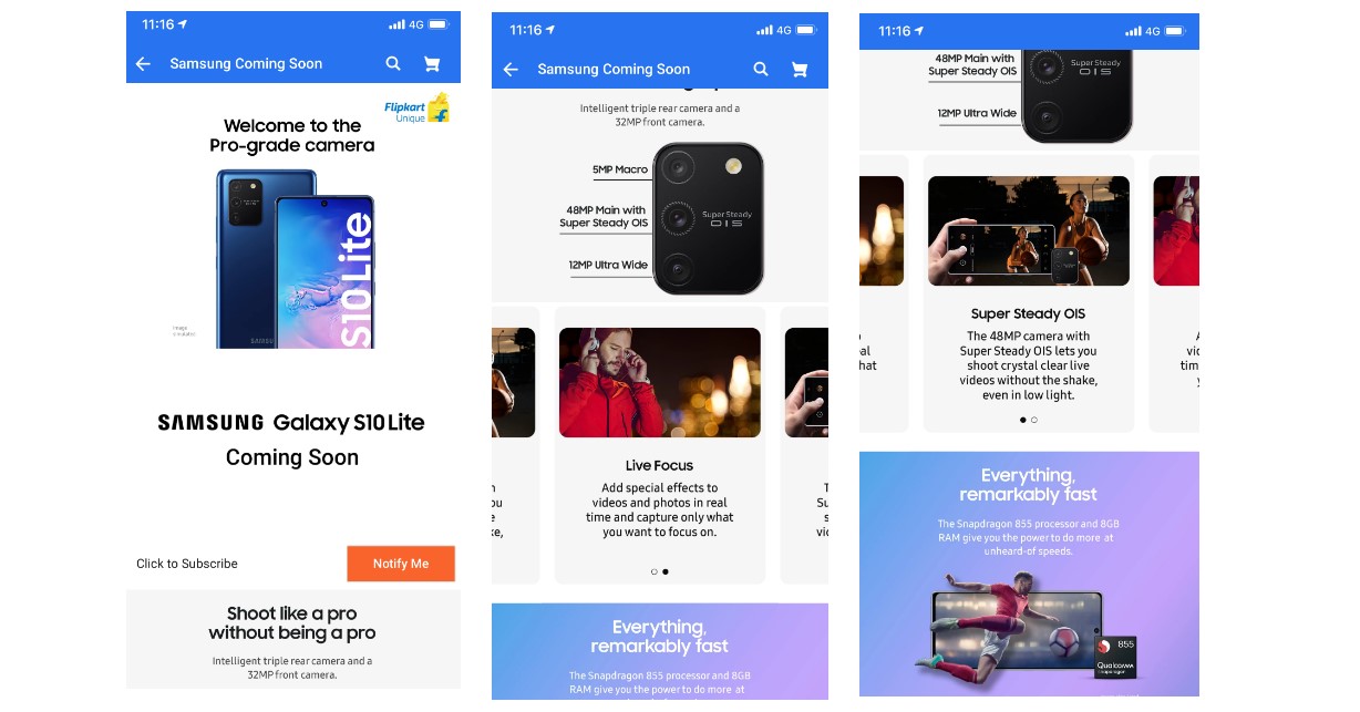 Samsung Galaxy S10 Lite teaser (Screenshot/Flipkart mobile app)
