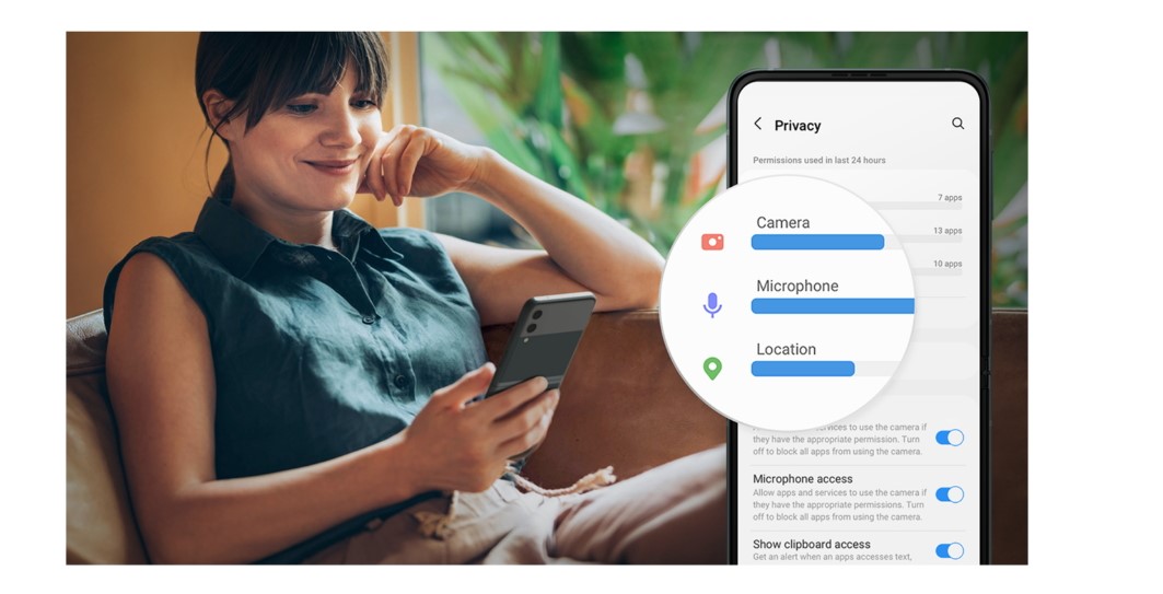 Privacy features of Android 12. Credit: Samsung