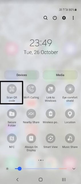 QR scanner on Quick Panel. Credit: Samsung