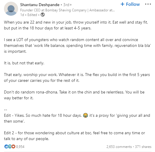 Credit: LinkedIn/@Shantanu Deshpande