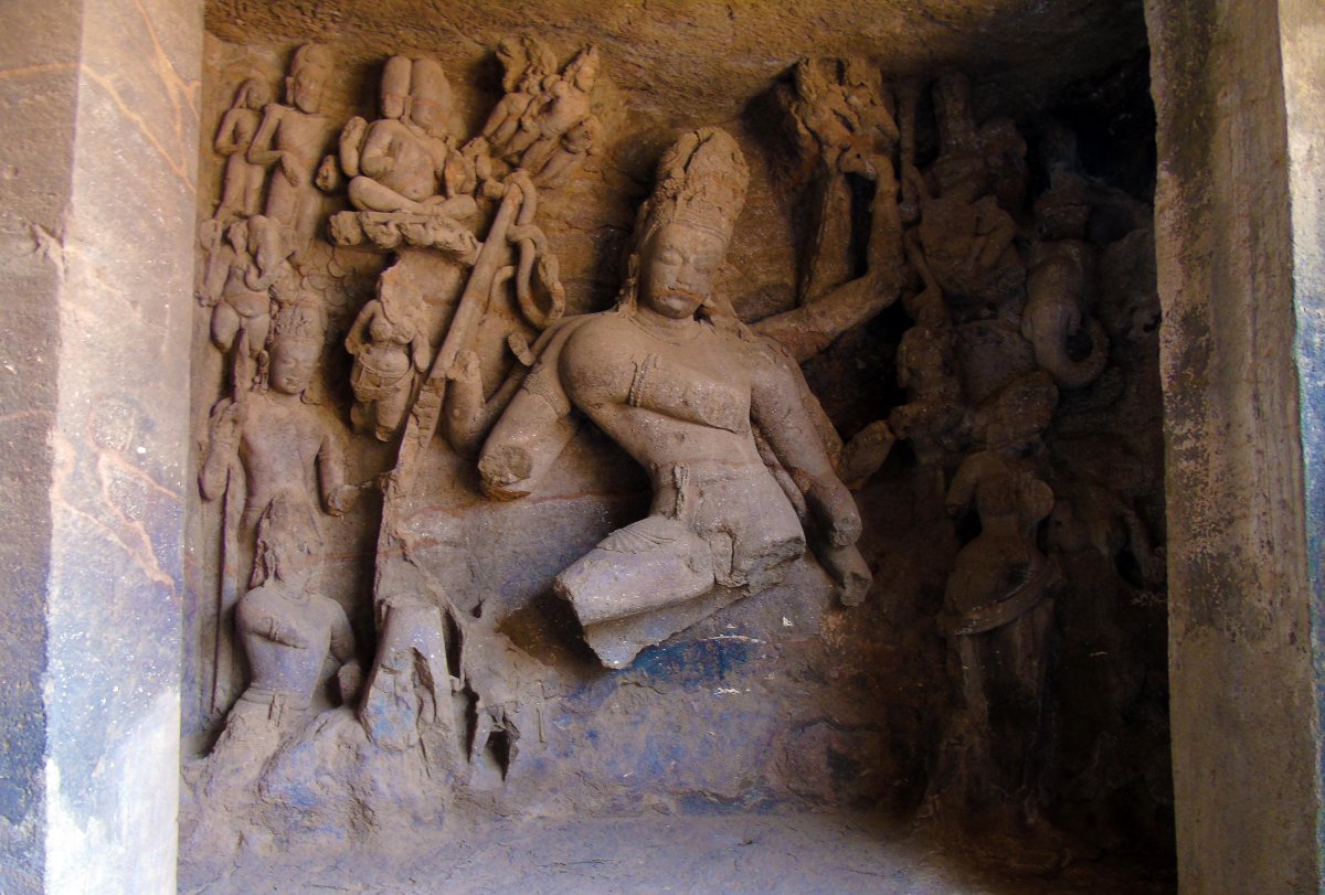 Sculptures destroyed by Portuguese at Elephanta Caves
