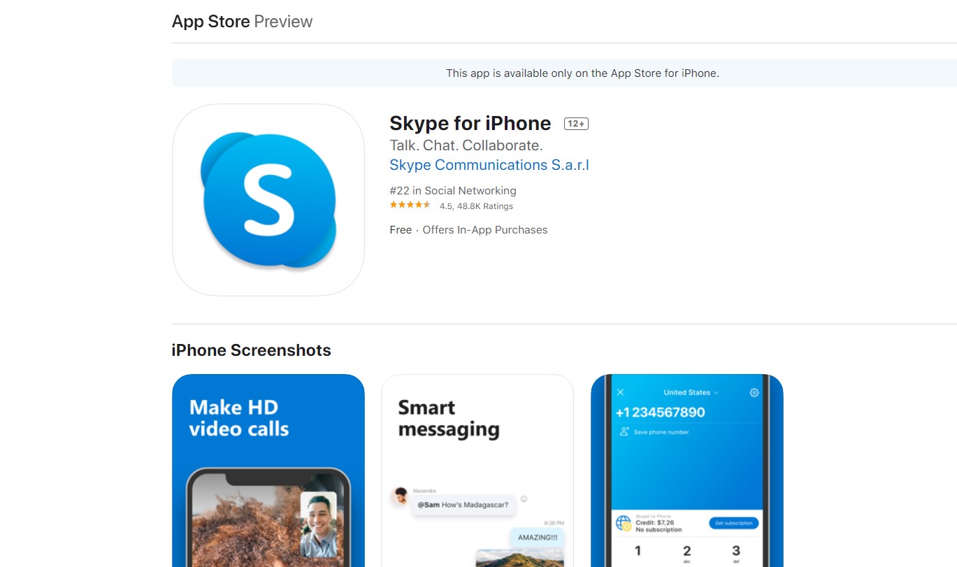 Skype for iPhone (screen-grab)