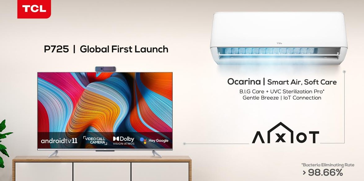 The P725 Android smart TV and Ocarina smart AC. Credit: TCL
