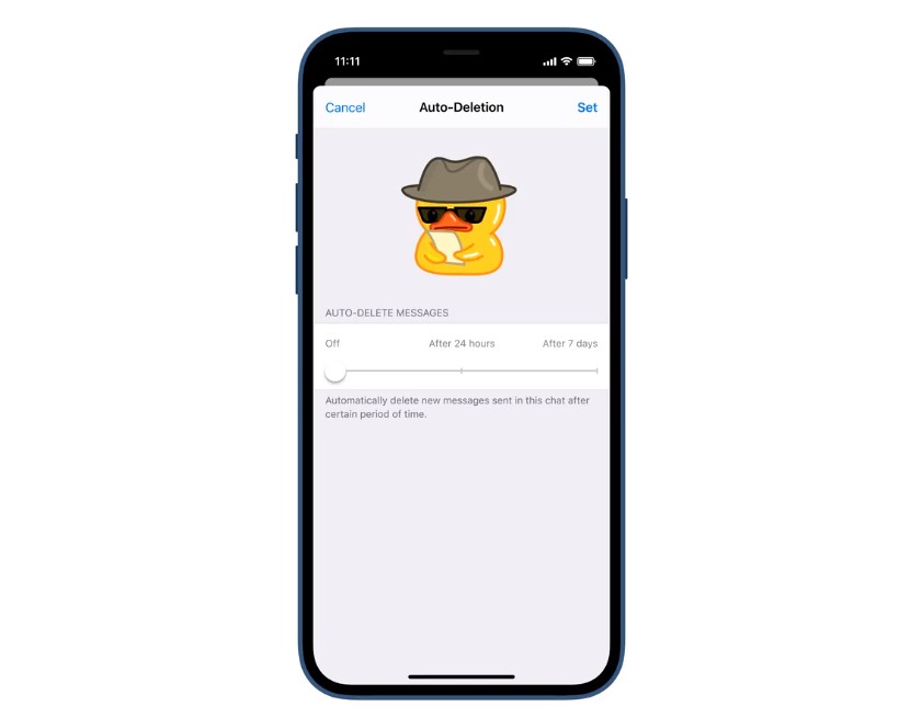 Auto-delete feature on Telegram Messenger. Credit: Telegram
