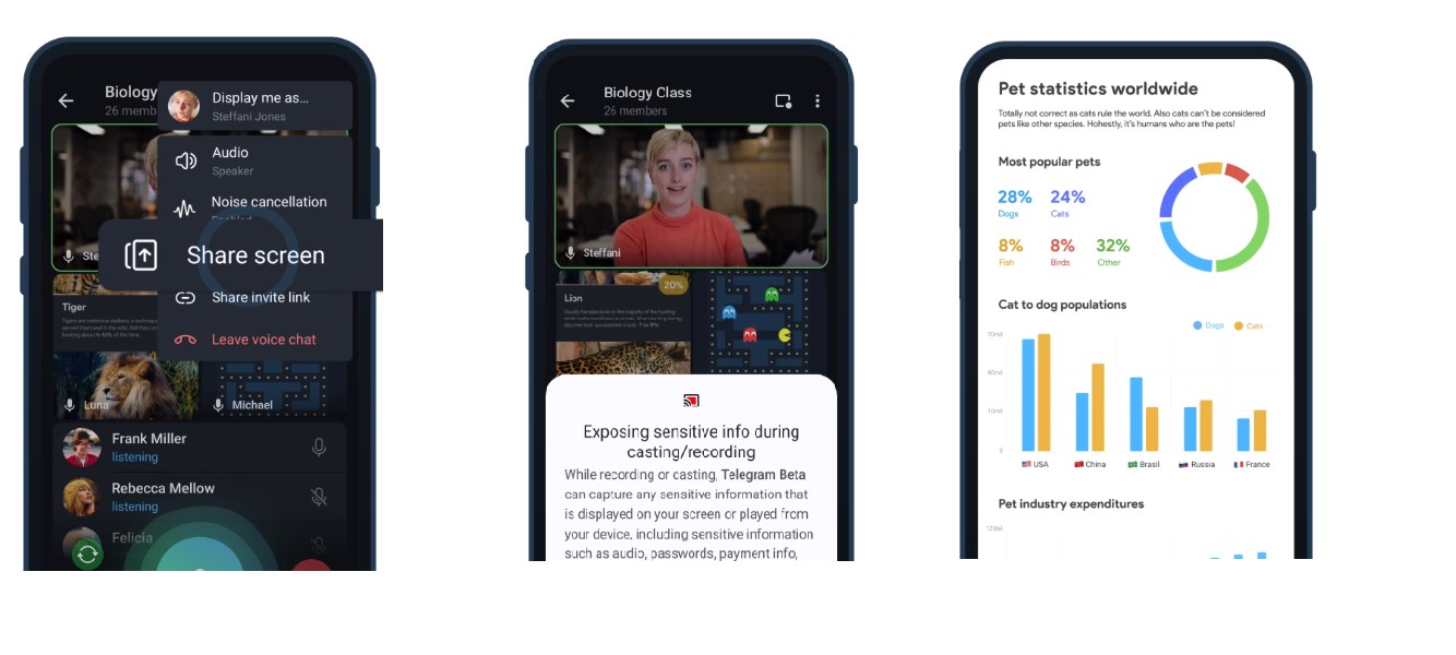 Screen-share feature. Credit: Telegram