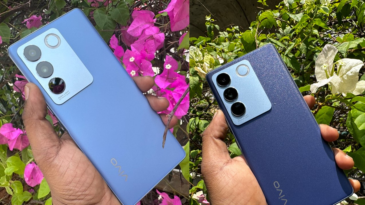 Vivo V27 5G changes from light blue to dark navy blue when taken out in the Sunlight. Credit: DH Photo/KVN Rohit