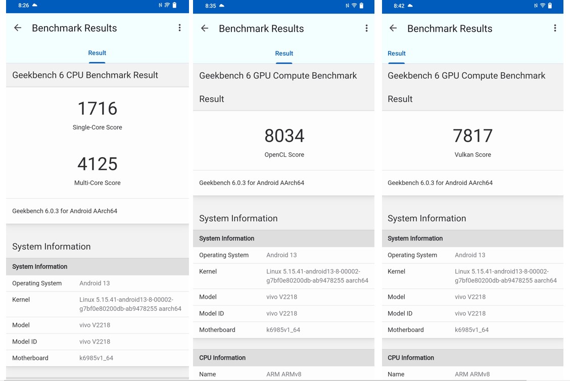 Vivo X90's CPU and GPU performance score on Geekbench 6.0.