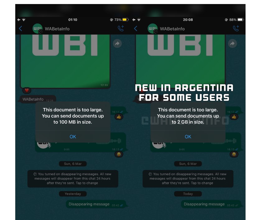 WhatsApp to allow users to send big files up to 2GB soon. Credit: WABetaInfo